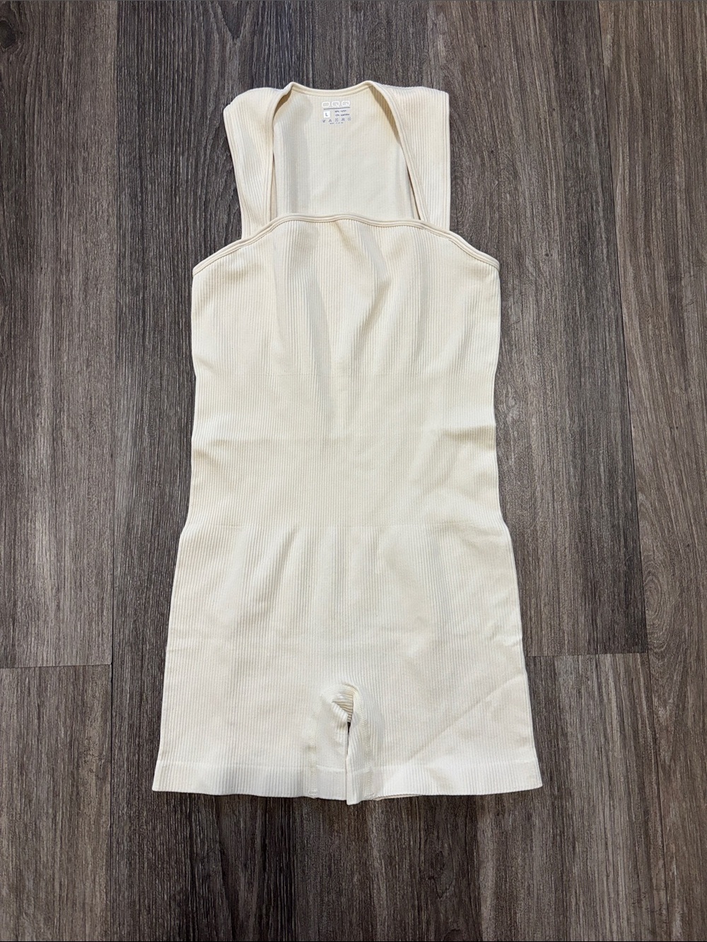 Ribbed Cream Sleeveless Knit Romper - Unbranded